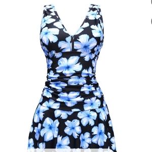 NWT COCOPEAR Women's Shaping Body One Piece Swim Dress Floral Tummy Control Sz S